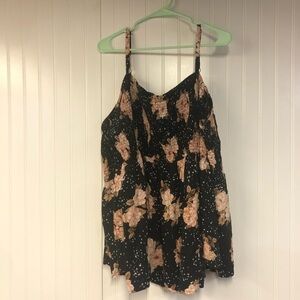 Torrid Cold Shoulder Floral Black and Pink Women's Long Sleeve Top Size 4 4X